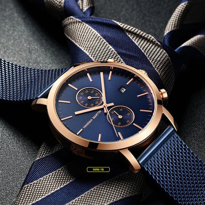 RELOJ HANNAH MARTIN ORIGINAL - ELEGANTE NEGRO Y AZUL | SKU: HAN-5 | HAN-16