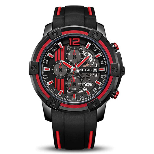 RELOJ MEGIR - BLACK AND TRIPLE RED | SKU: MEG-40