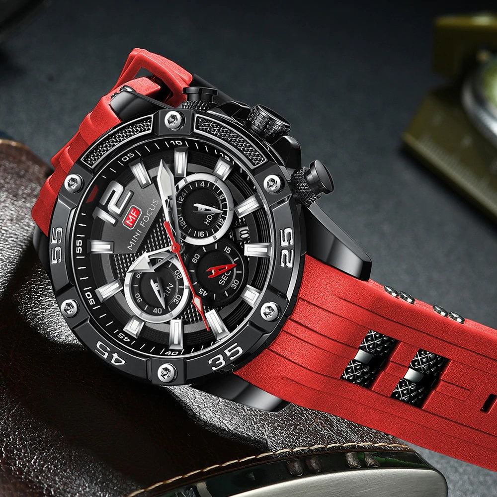 RELOJ MINIFOCUS - ROJO CON NEGRO | SKU: MIN-6 - CLOCK-PERU