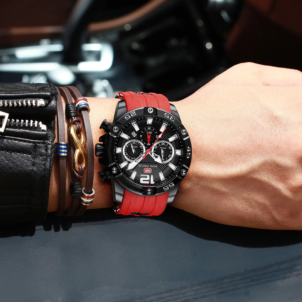 RELOJ MINIFOCUS - ROJO CON NEGRO | SKU: MIN-6 - CLOCK-PERU