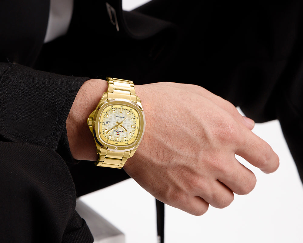 RELOJ NAVIFORCE ORIGINAL NF9242 MOVIMIENTO JAPONÉS DIAL CUADRADO DORADO | SKU: NAV-251