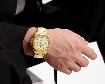 RELOJ NAVIFORCE ORIGINAL NF9242 MOVIMIENTO JAPONÉS DIAL CUADRADO DORADO | SKU: NAV-251