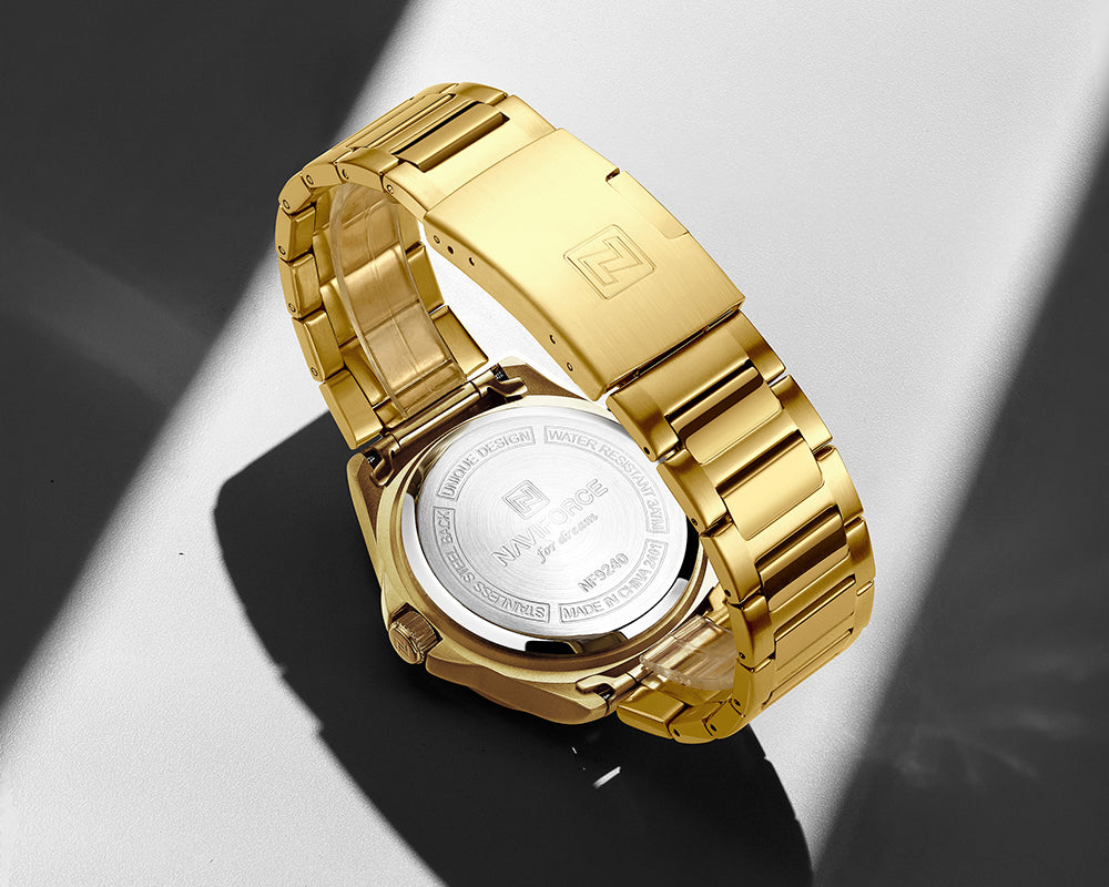 RELOJ NAVIFORCE ORIGINAL NF9242 MOVIMIENTO JAPONÉS DIAL CUADRADO DORADO | SKU: NAV-251