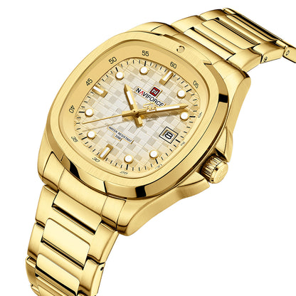 RELOJ NAVIFORCE ORIGINAL NF9242 MOVIMIENTO JAPONÉS DIAL CUADRADO DORADO | SKU: NAV-251