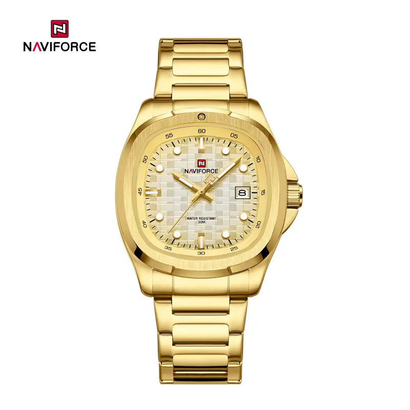 RELOJ NAVIFORCE ORIGINAL NF9242 MOVIMIENTO JAPONÉS DIAL CUADRADO DORADO | SKU: NAV-251