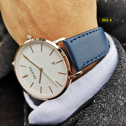 RELOJES CUARZO OLEVS ELEGANTE EN MARRÓN, CARAMELO Y AZUL I SKU: OLE-1 I OLE-3 I OLE-4