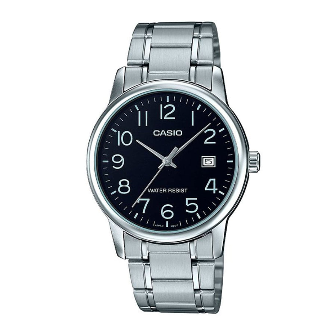 RELOJ CASIO STEEL NEGRO MTP-V002D-1B ELEGANTE | SKU: CAS-16