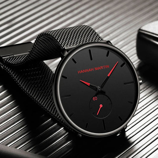 RELOJ HANNAH MARTIN ORIGINAL NEGRO ROJO | HAN-65