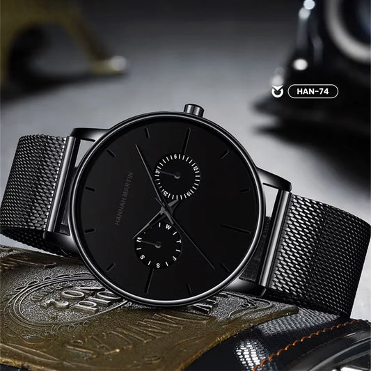 RELOJ ORIGINAL HANNAH MARTIN ELEGANTE Y CASUAL - NEGRO | SKU: HAN-74