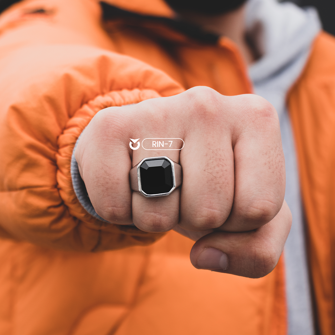 ANILLO CLASSY BLACK PLATA | RIN-07