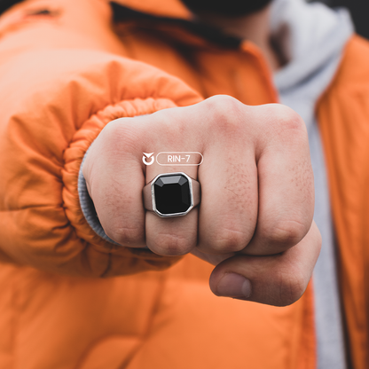 ANILLO CLASSY BLACK PLATA | RIN-07