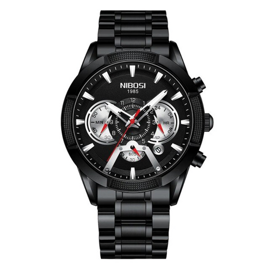 RELOJ NIBOSI ORIGINAL- ACERO NEGRO PLATA | SKU: NIB-8