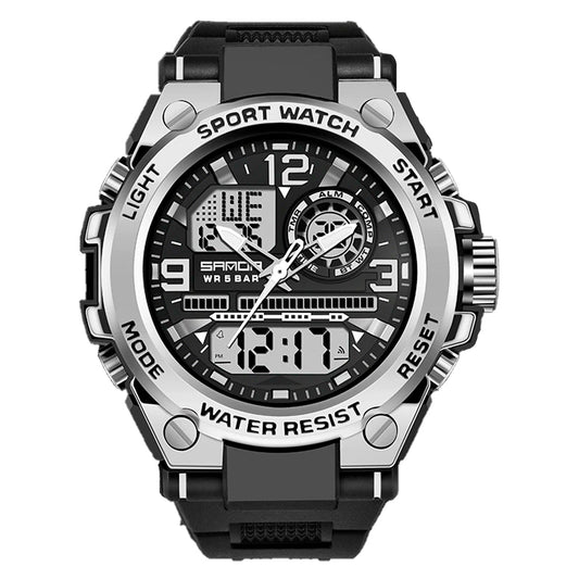 RELOJ SANDA MILITAR DEPORTIVO NEGRO Y SILVER | SAN-15