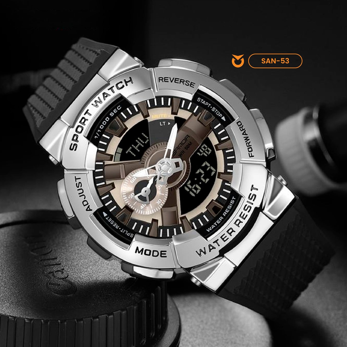 RELOJ SANDA BLACK SILVER WILD | SAN-53
