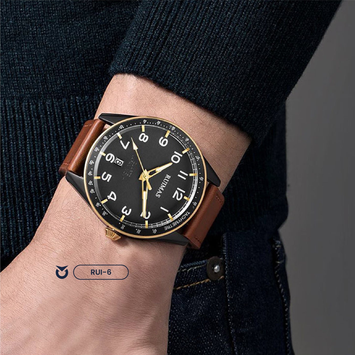 RELOJ RUIMAS MARRÓN CLÁSICO Y DORADO | SKU: RUI-6