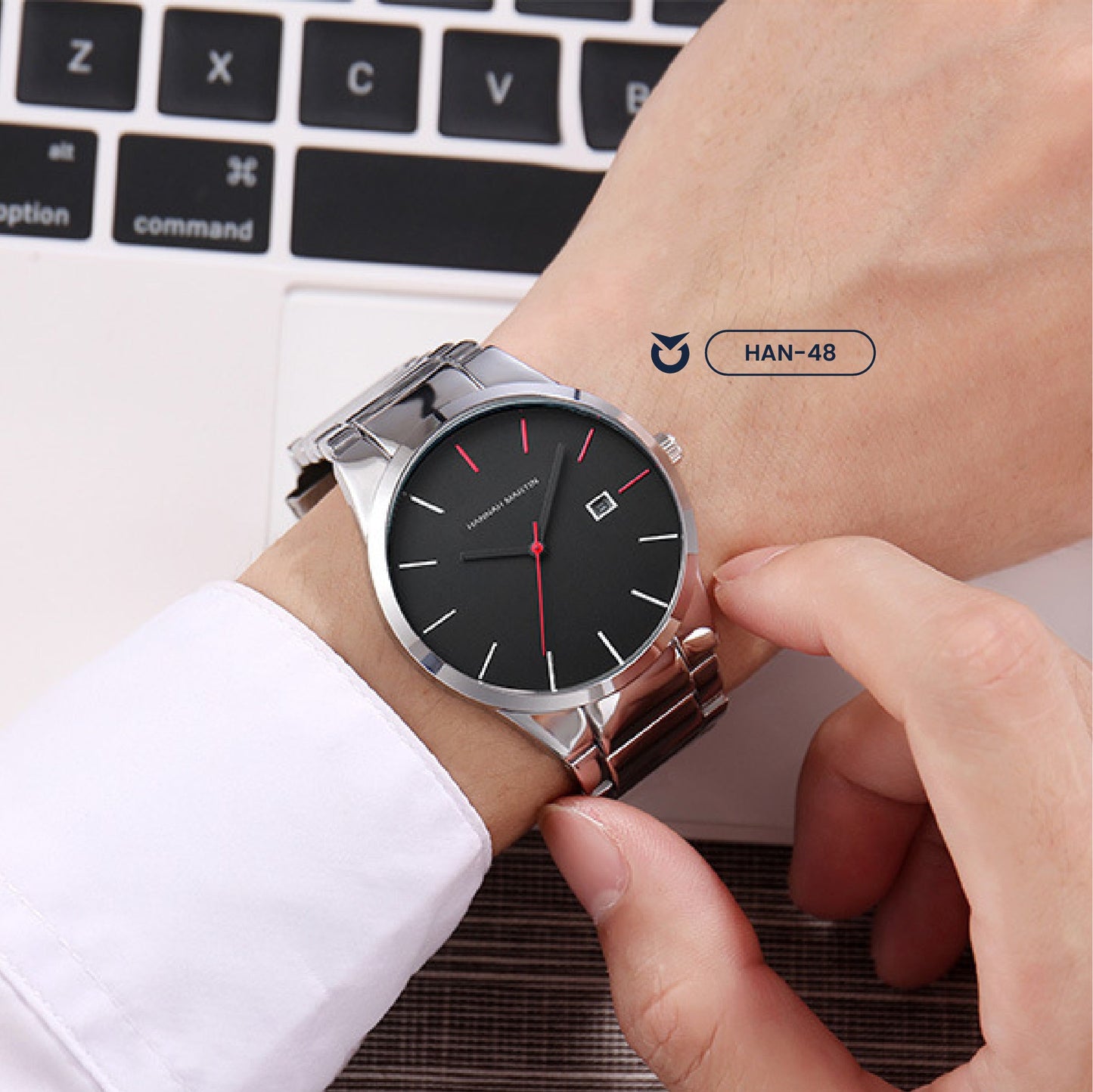 RELOJ HANNAH MARTIN - IRON BLACK AND RED | SKU: HAN-48