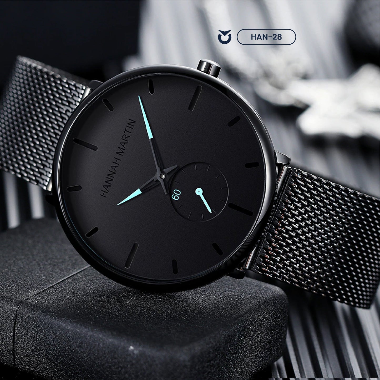 RELOJ HANNAH MARTIN MATE NEGRO Y CELESTE CRIMINAL | SKU: HAN-28