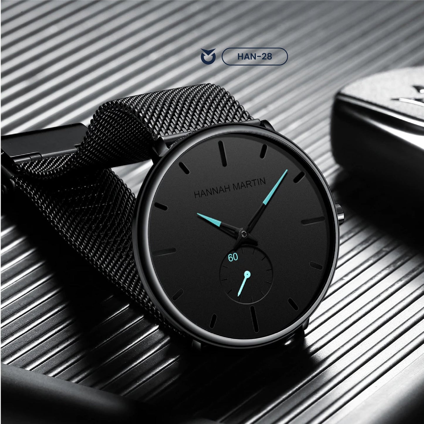 RELOJ PARA PAREJA: "BLACK & PINK CLASSIC" | SKU: HAN-28/29