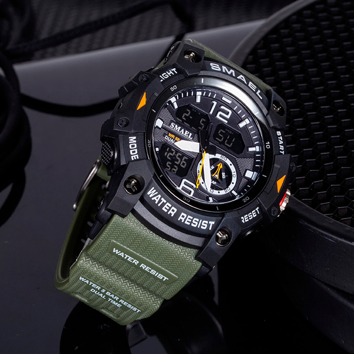 RELOJ SMAEL - VERDE / NEGRO CAUCHO MILITAR | SKU: SMA-17, SMA-16