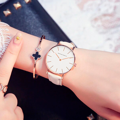 RELOJ HANNAH MARTIN ORIGINAL BLANCO DORADO ELEGANTE  | SKU: HAN-18