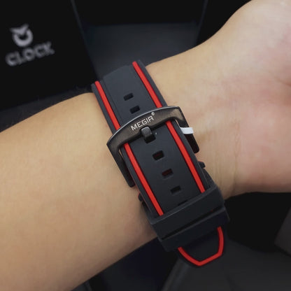 RELOJ MEGIR - BLACK AND TRIPLE RED | SKU: MEG-40