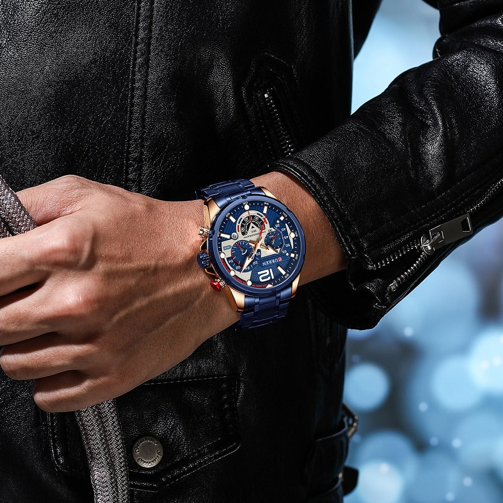 RELOJ CURREN 8395 ORIGINAL AZUL ACERO INOXIDABLE | SKU:  CUR-118